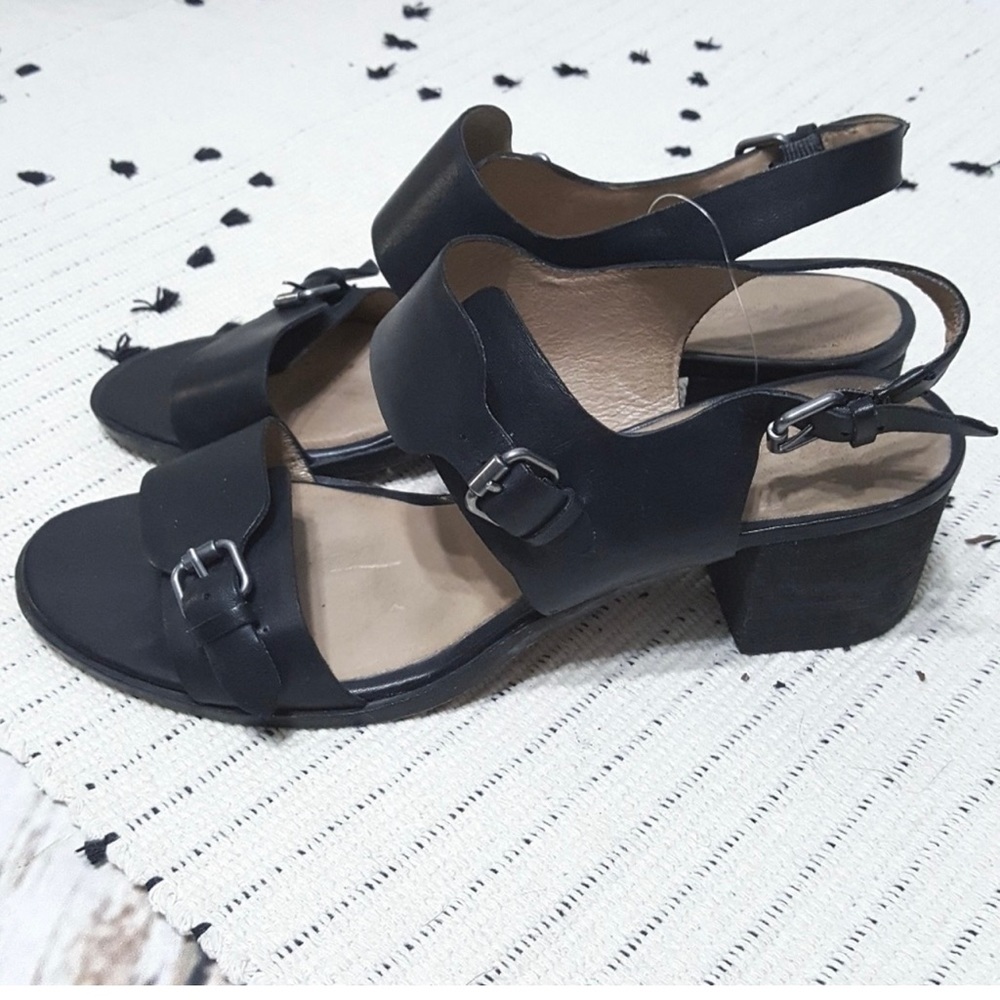 Madewell Mariel Black Leather Block Heel Sandal